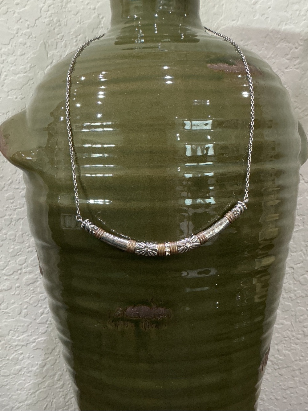 Silpada Sterling-SilveStyle Two-Tone Floral Tube Necklace - Silver & Gold Accent